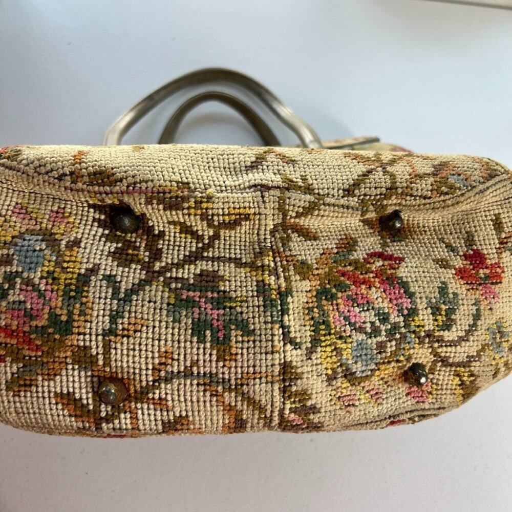 Olla Handbag Twist Lock Floral Tapestry Double Handle Inner Divider Outer Pocket - Picture 11 of 13